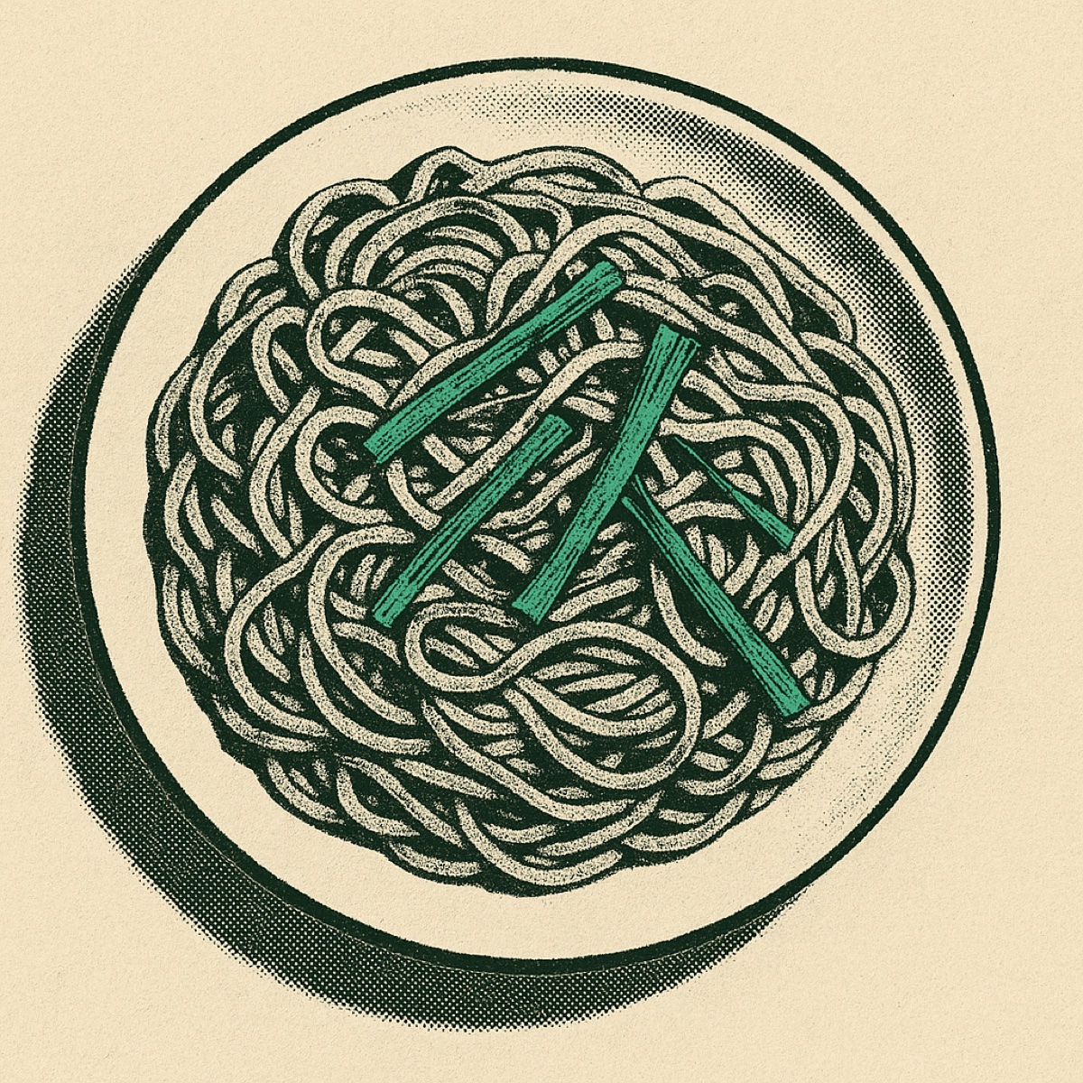 Frühlingszwiebel-Öl-Nudeln